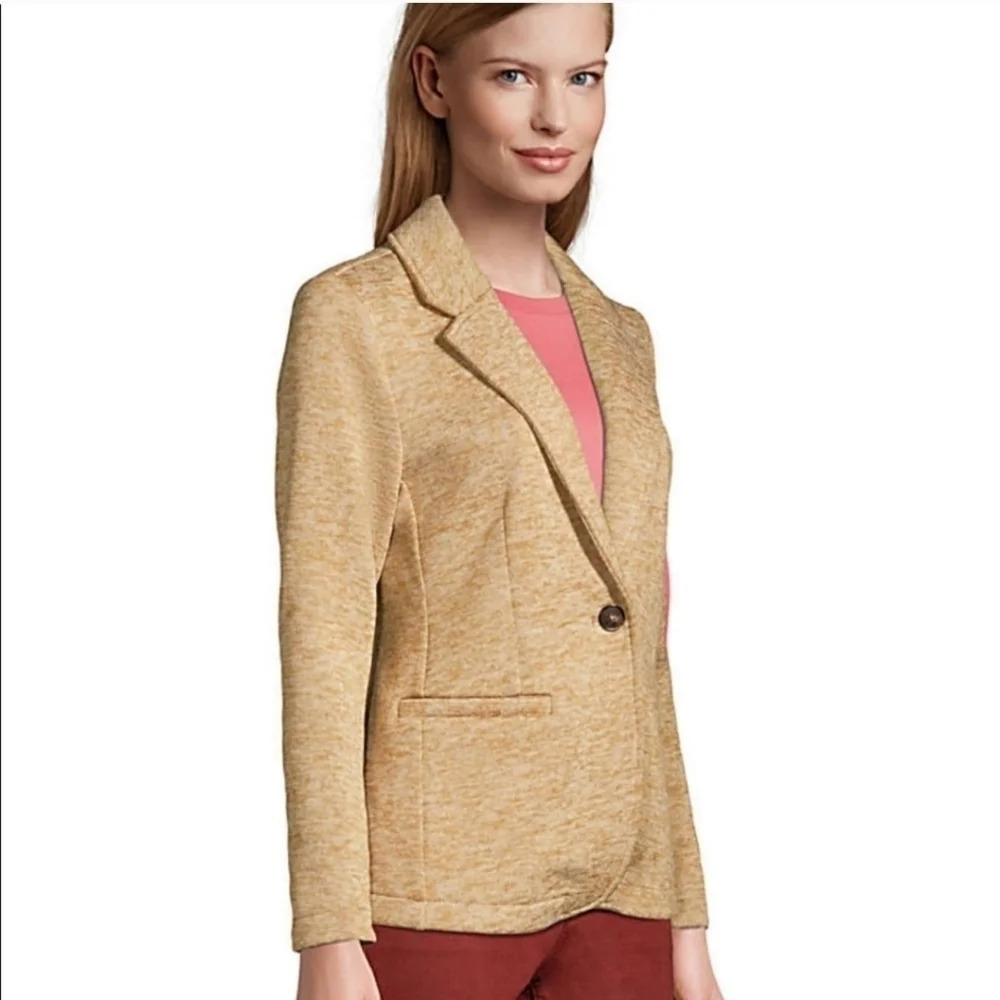 *NWOT* Lands' End Tan Fleece Sweater Blazer